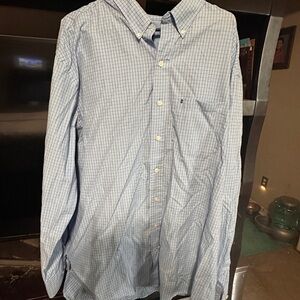 Izod Light Blue Plaid Button Down Shirt
